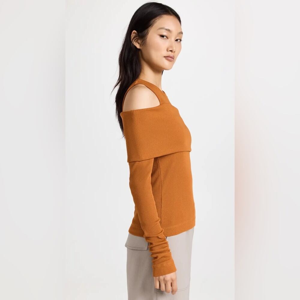 TANYA TAYLOR Sanna Top Caramel Orange Tan Shoulder Cutouts Wraparound Band NEW - Picture 6 of 16